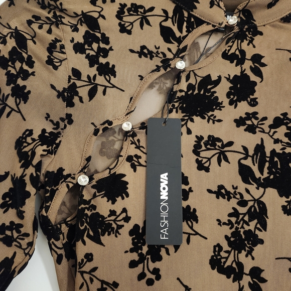 Fashion Nova Asymmetrical Black Floral Dress - Picture 5 of 7